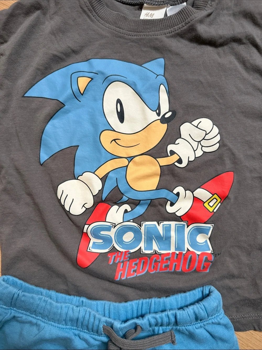 H&M Gray and Blue Sonic the Hedgehog Kids Matching Tee & Shorts Set